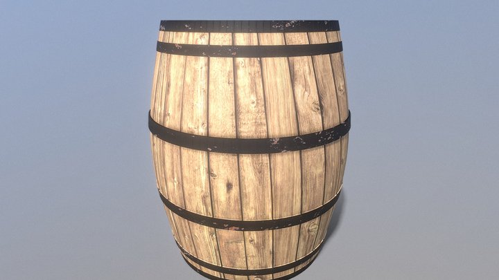 Wooden Barrel 3D Model