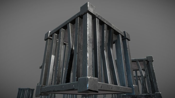 Stylized PBR Cage Wood Metal Pack 3D Model