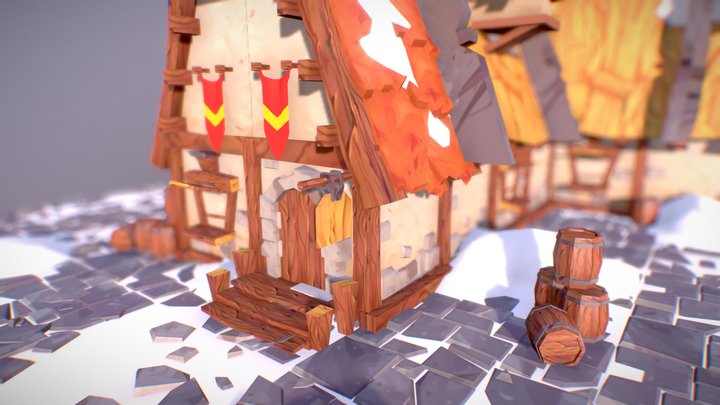 Viking's Snowy Tavern 3D Model