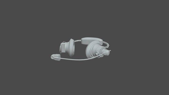 1950s Vintage Air Plane Head set wireframe 3D Model