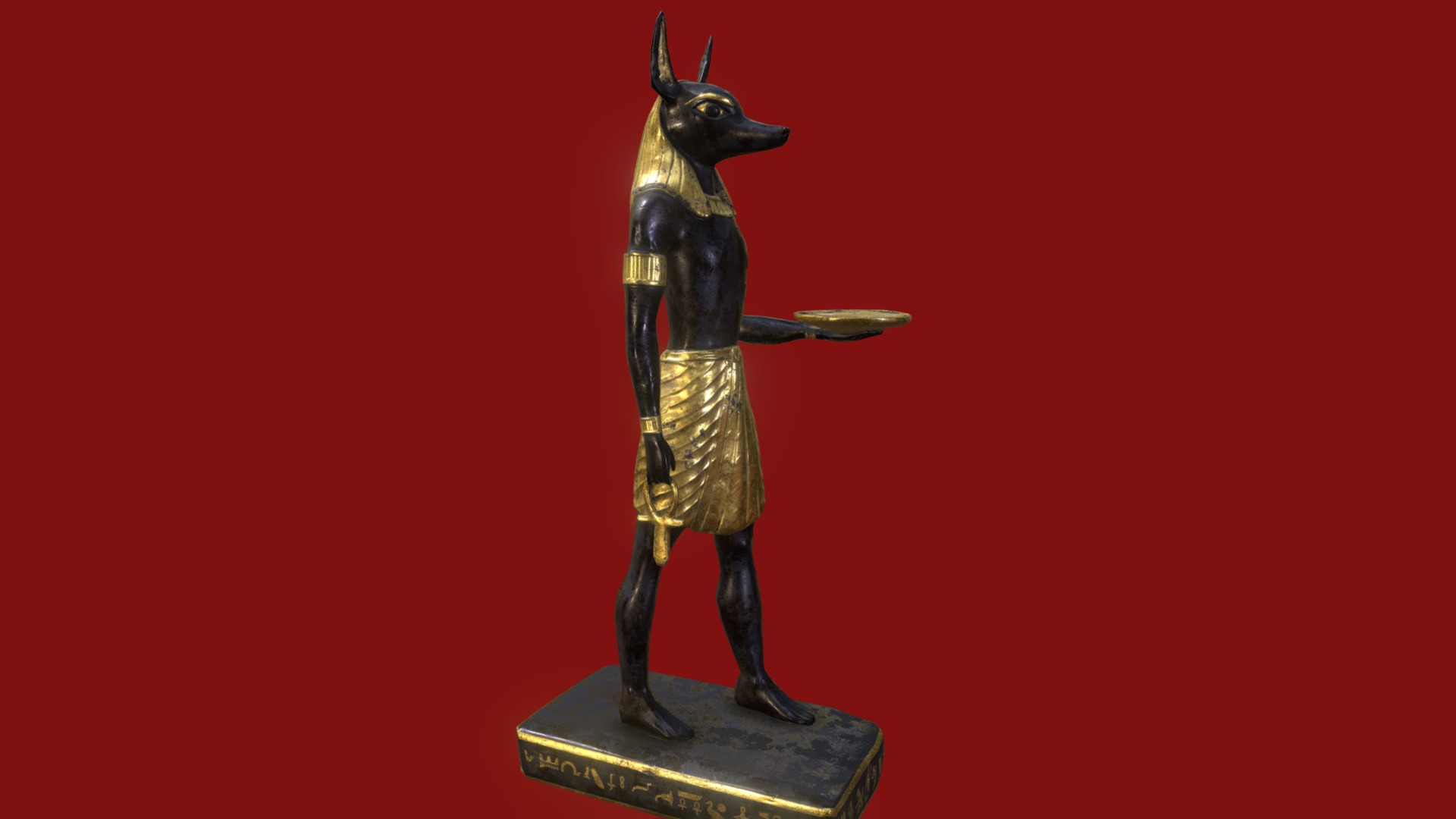 3D model Ancient Egyptian Anubis Guardian Statue - This is a 3D model of the Ancient Egyptian Anubis Guardian Statue. The 3D model is about a statue of a dog holding a sword.