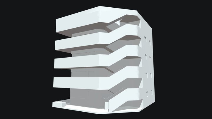 Mid-century Urban Apartment Building 3D Model
