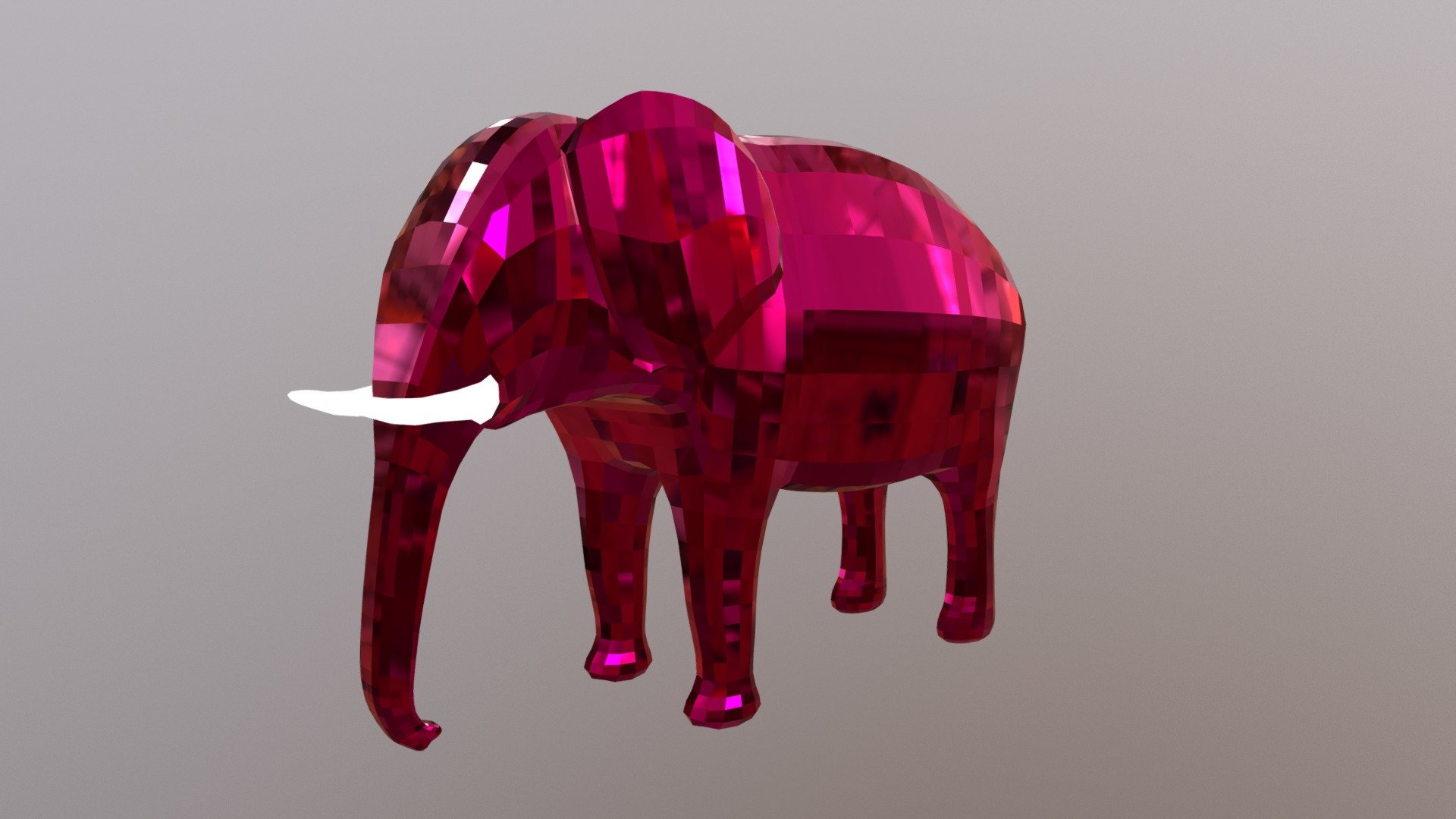 Elephant with emitting tusks and metallic body