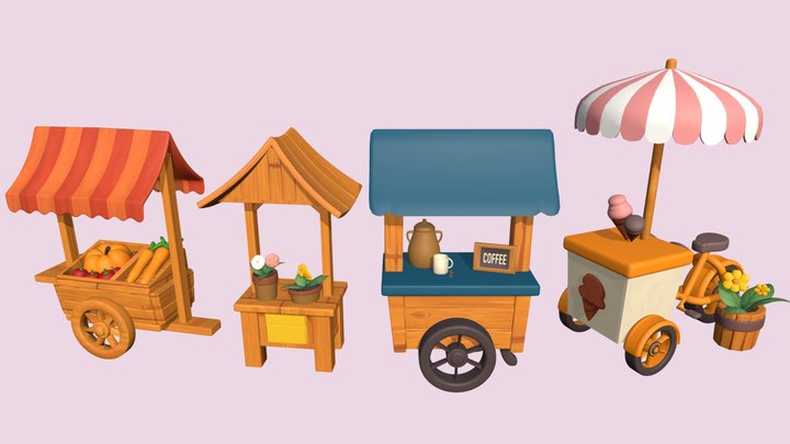 Street Carts Set 3D Model