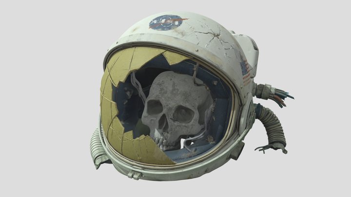 Skull In Astronaut Helmet 3D Model