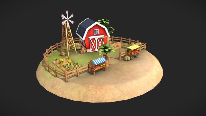 Toon Farm Environment 3D Model