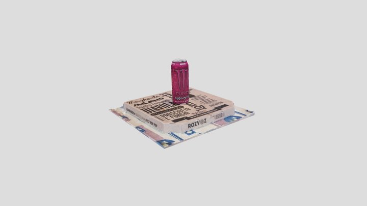 Pizza and Monster Energy Drink 3D Model