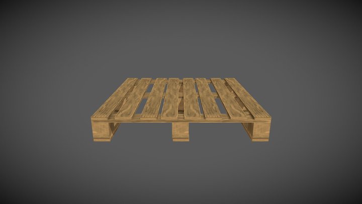 Lowpoly handpainted wood pallet 3D Model