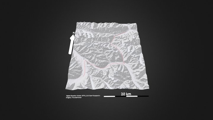 乔戈里峰K2大本营线_等高地图 – Modelo 3D gratuito STL