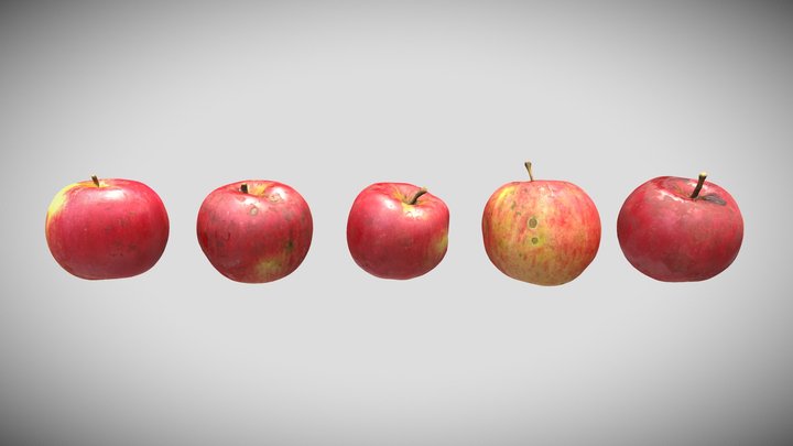 Macintosh Apples 5-Pack -3D Scan-Natural Orchard 3D Model