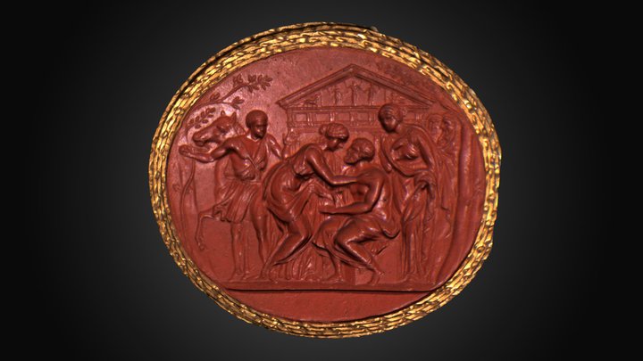 Scena wielofiguralna [Edyp przed Świątynią Furii pomiędzy jego córkami Antygoną i Ismeną]  - model 3D