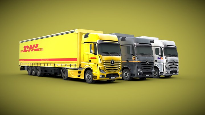 Truck and trailer generic logistic 3D Model