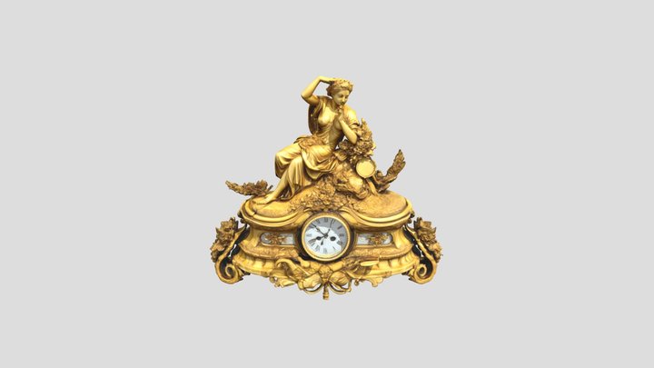 Gilded Elegance Clock 3D Model