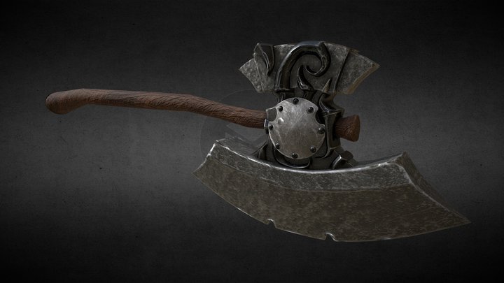 Dwarfish Medieval Axe 3D Model
