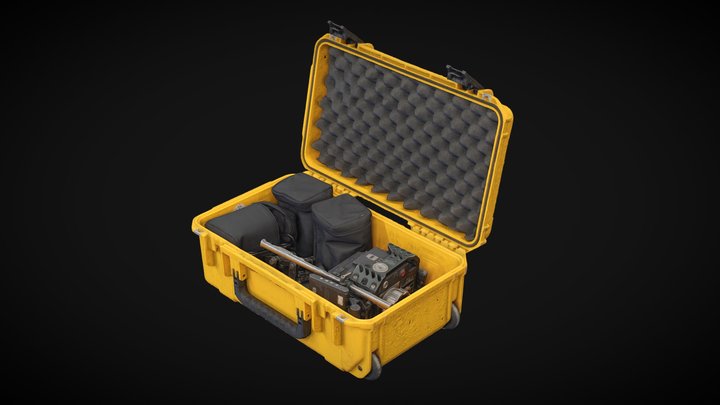 Yellow equipment case with RED movie camera – Gratis 3D-model STL