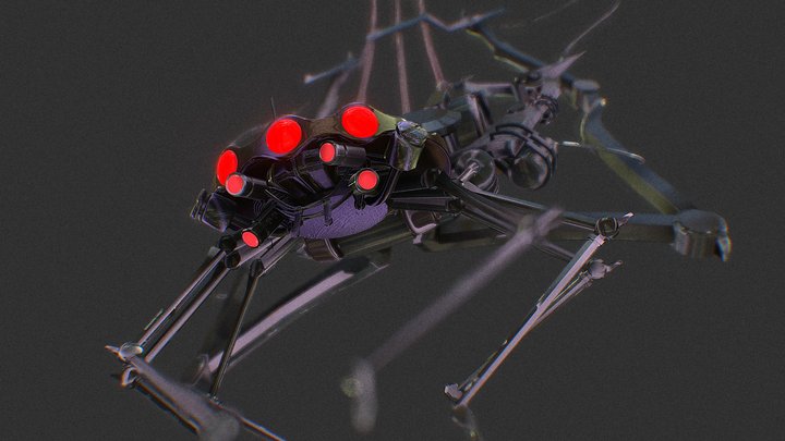 Spider Robot attacking hand 3D Model