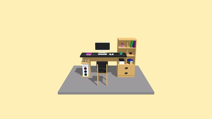 Office Desk_Lowpoly 3D Model