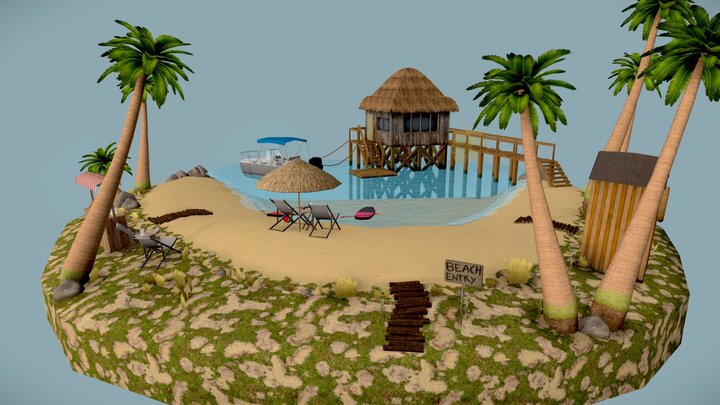 3D1 BeachBungallow Diorama 3D Model