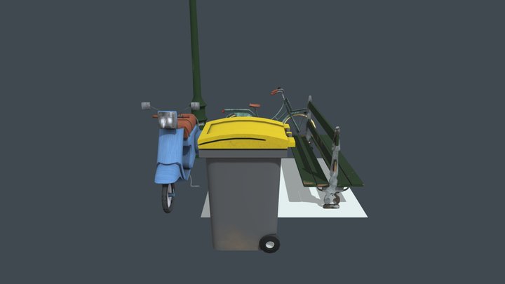 Monmartre inspired low poly props | Qweek DAE 3D Model