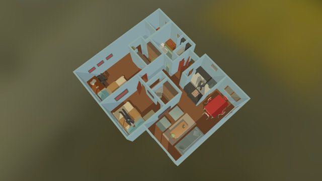Floor Plan With Furniture 3D Model