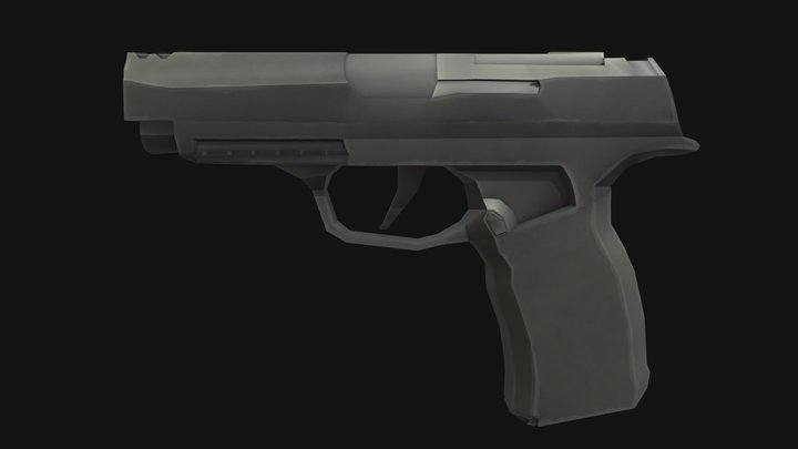 Stylized Optimized Pistole Gun 3D Model
