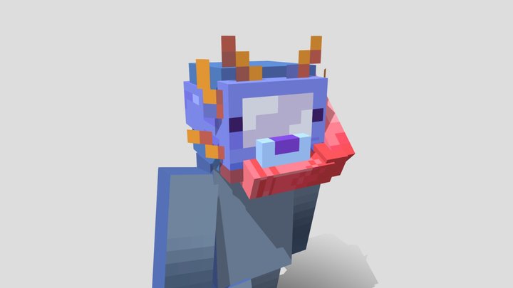 Low poly Axolotl Snorkel 3D Model