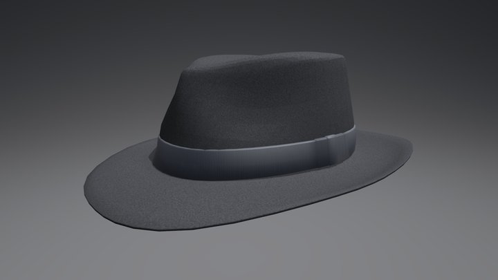 Trilby Hat (Black) 3D Model