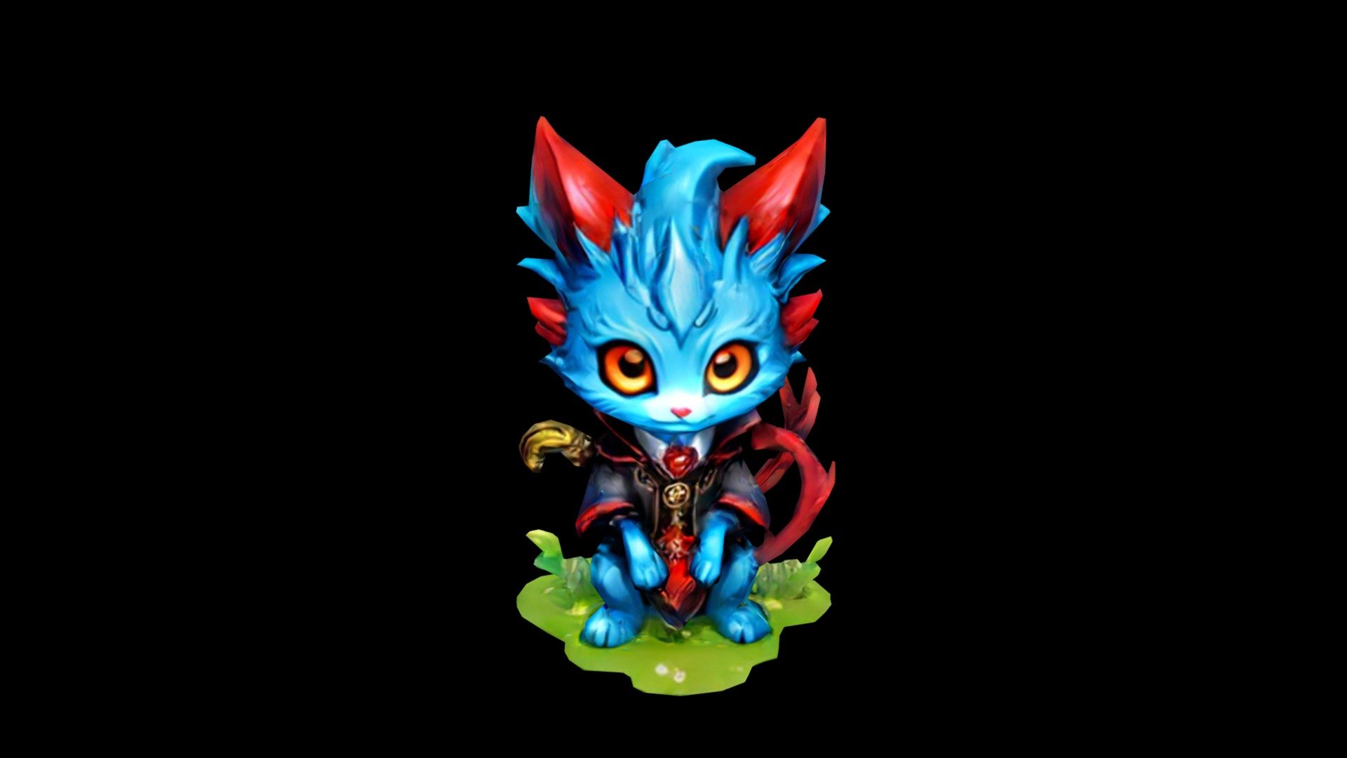 The illustration depicts a blue cat-like charact - Download Free 3D ...