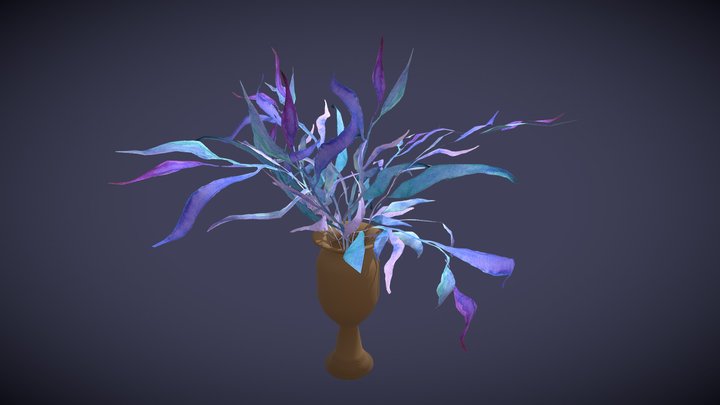 Watercolor branches in a vase. Home decor. 3D Model