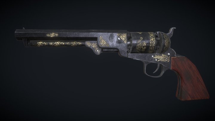 Colt Navy Revolver 1851 with 3 color variations 3D Model