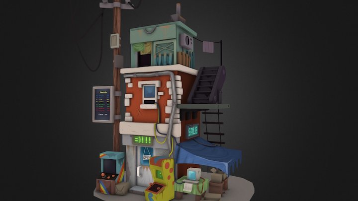 Post apocalyptic building 3D Model