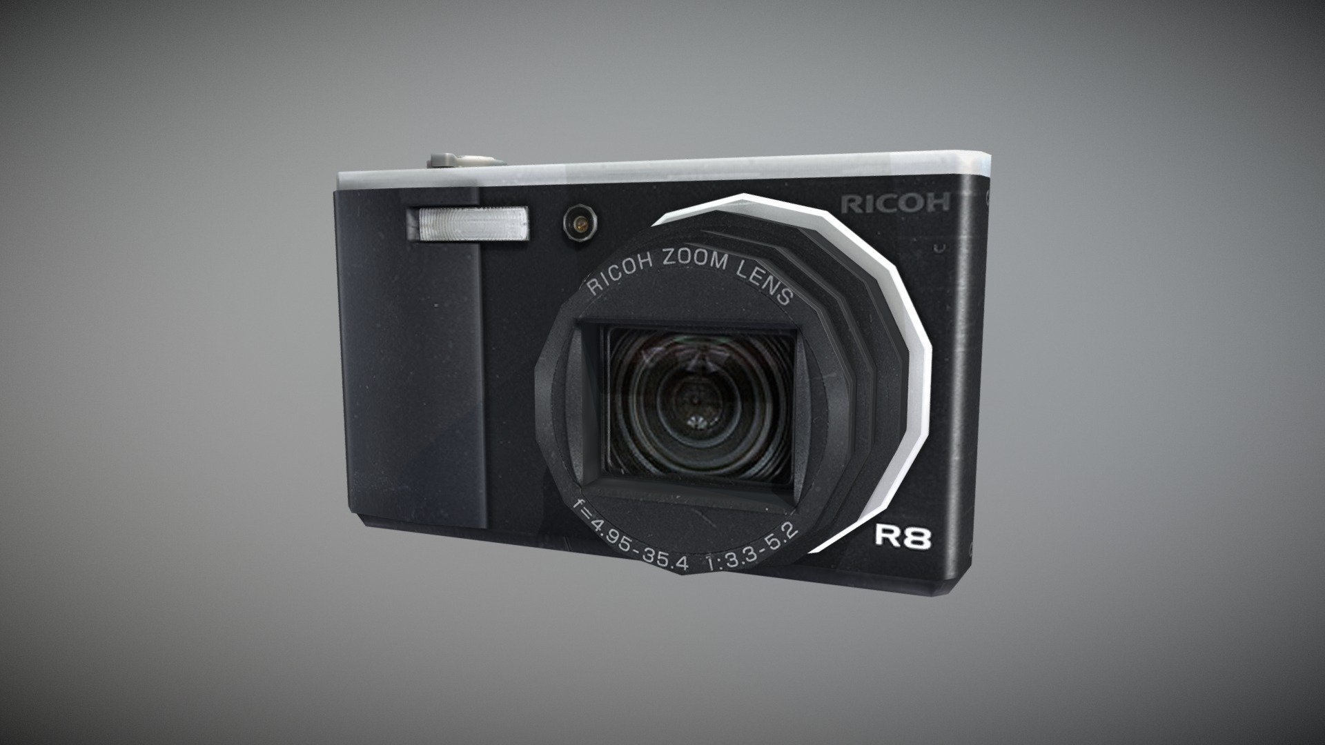 Worn Ricoh R8 Camera 3D model by mitchell_read [814d80f] Sketchfab
