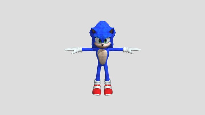 Movie Sonic V2 3D Model 3D Model
