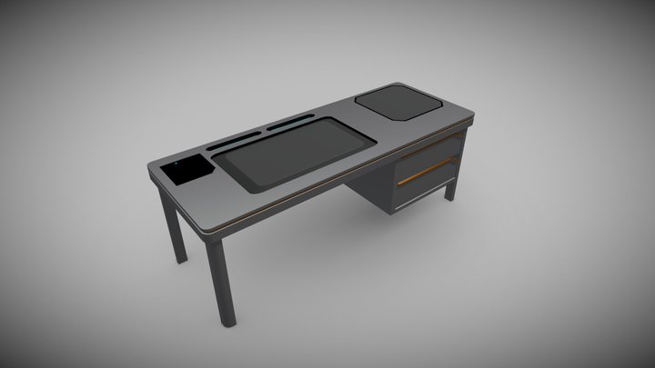 Sci-Fi Office Desk 3D Model