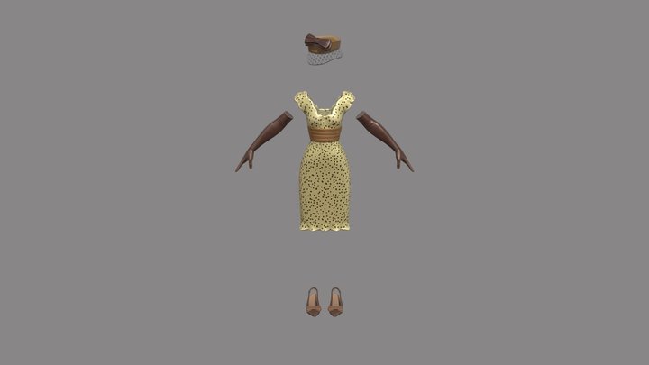 Tafi - Formal Dress Cheetah 3D Model