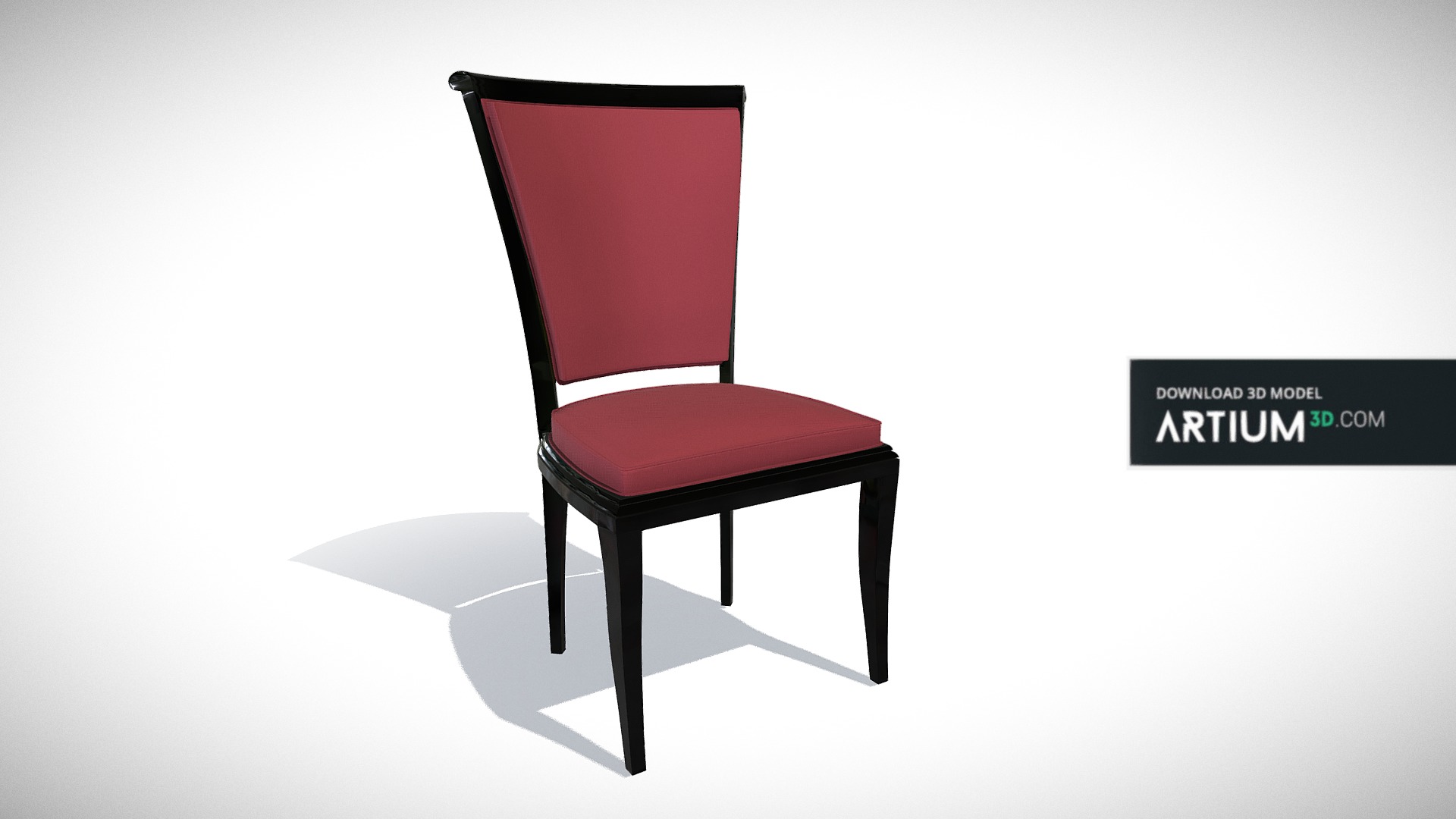3D model Chair – Art Deco 1920 - This is a 3D model of the Chair – Art Deco 1920. The 3D model is about a red chair with a white background.