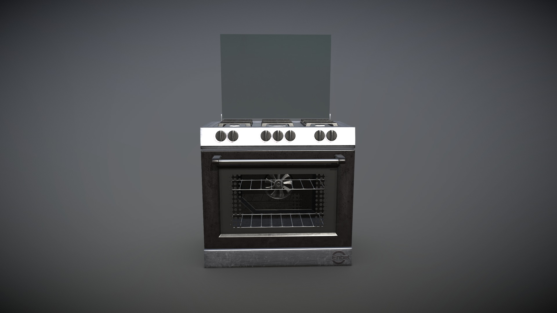 3D model Stove - This is a 3D model of the Stove. The 3D model is about a silver and black electronic device.
