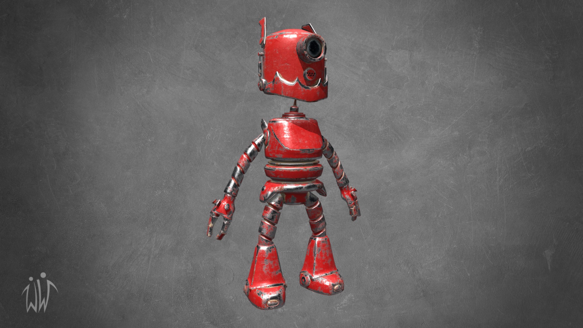 3D model Robot - This is a 3D model of the Robot. The 3D model is about a red and white robot.