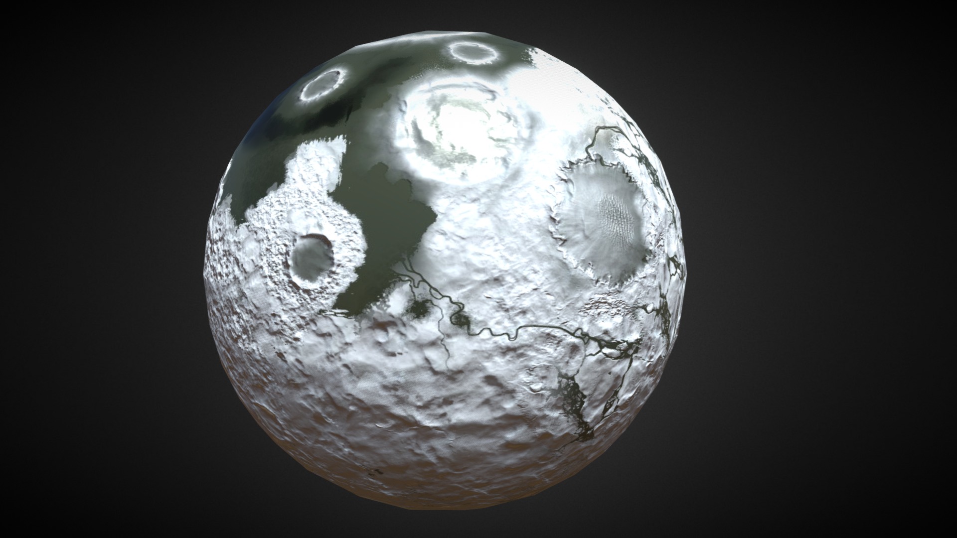 3D model Ice World - This is a 3D model of the Ice World. The 3D model is about a planet with a black background.