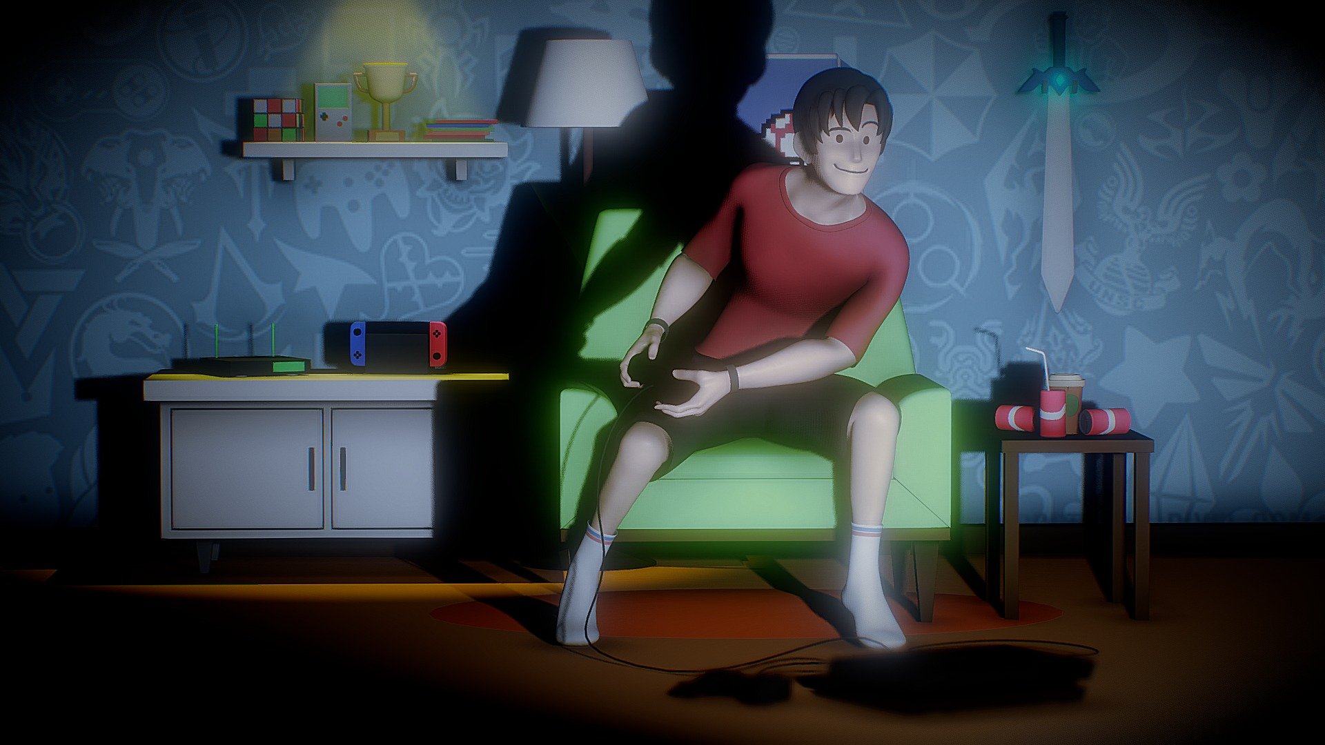 Gaming guy's late saturday nights in dorm room