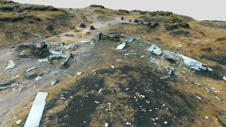 B-29 Superfortress Over Exposed Crash Site 3D Model