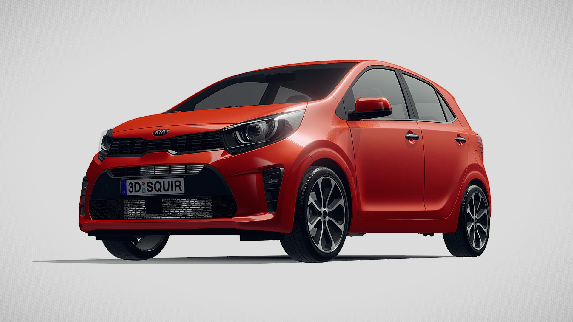 3D model Kia Picanto 2019 - This is a 3D model of the Kia Picanto 2019. The 3D model is about a red car with a white background with Holden Arboretum in the background.