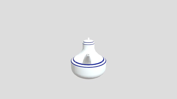 Blue striped low-poly tea set