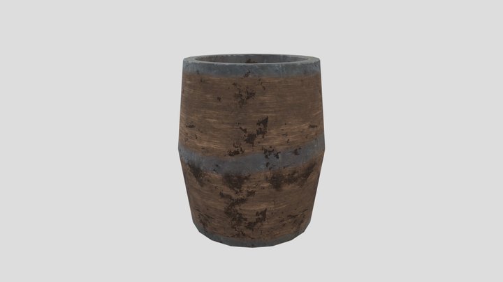 Low Poly Barrel - Textured 3D Model