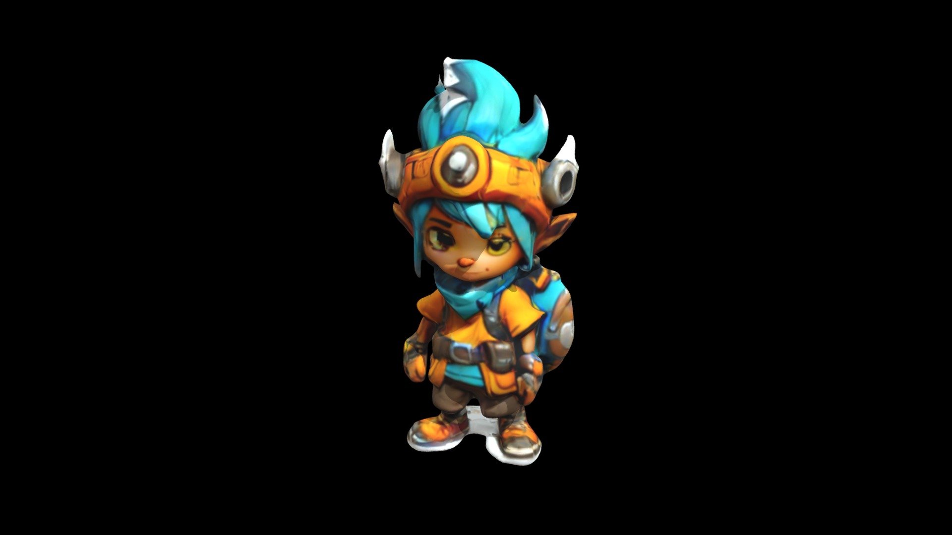 a cartoon character with blue hair and a back - Download Free 3D model ...