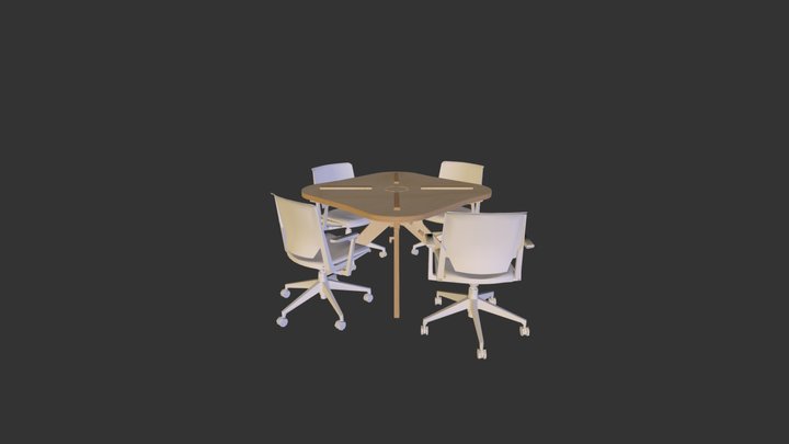 Four Seat Hot Desk 3D Model