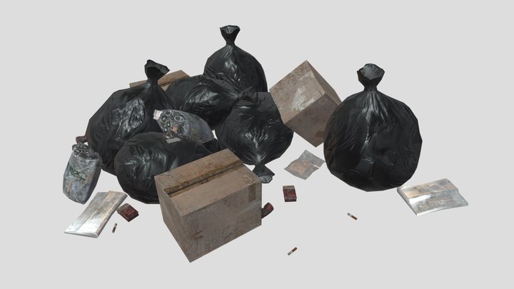 Urban Trash Pack with Garbage Bags 3D Model