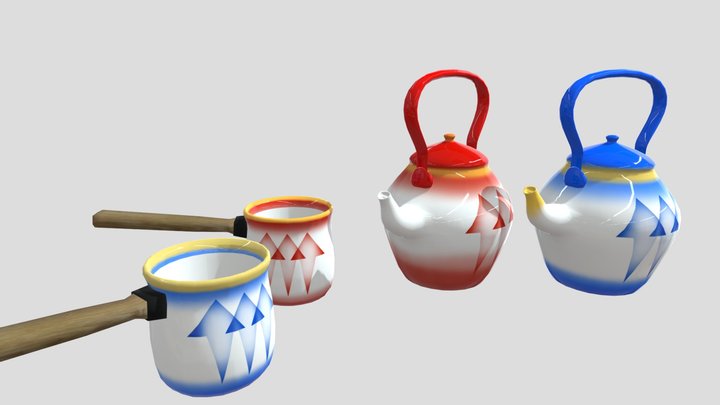 Traditional Arabic Chai and Coffee pots 3D Model