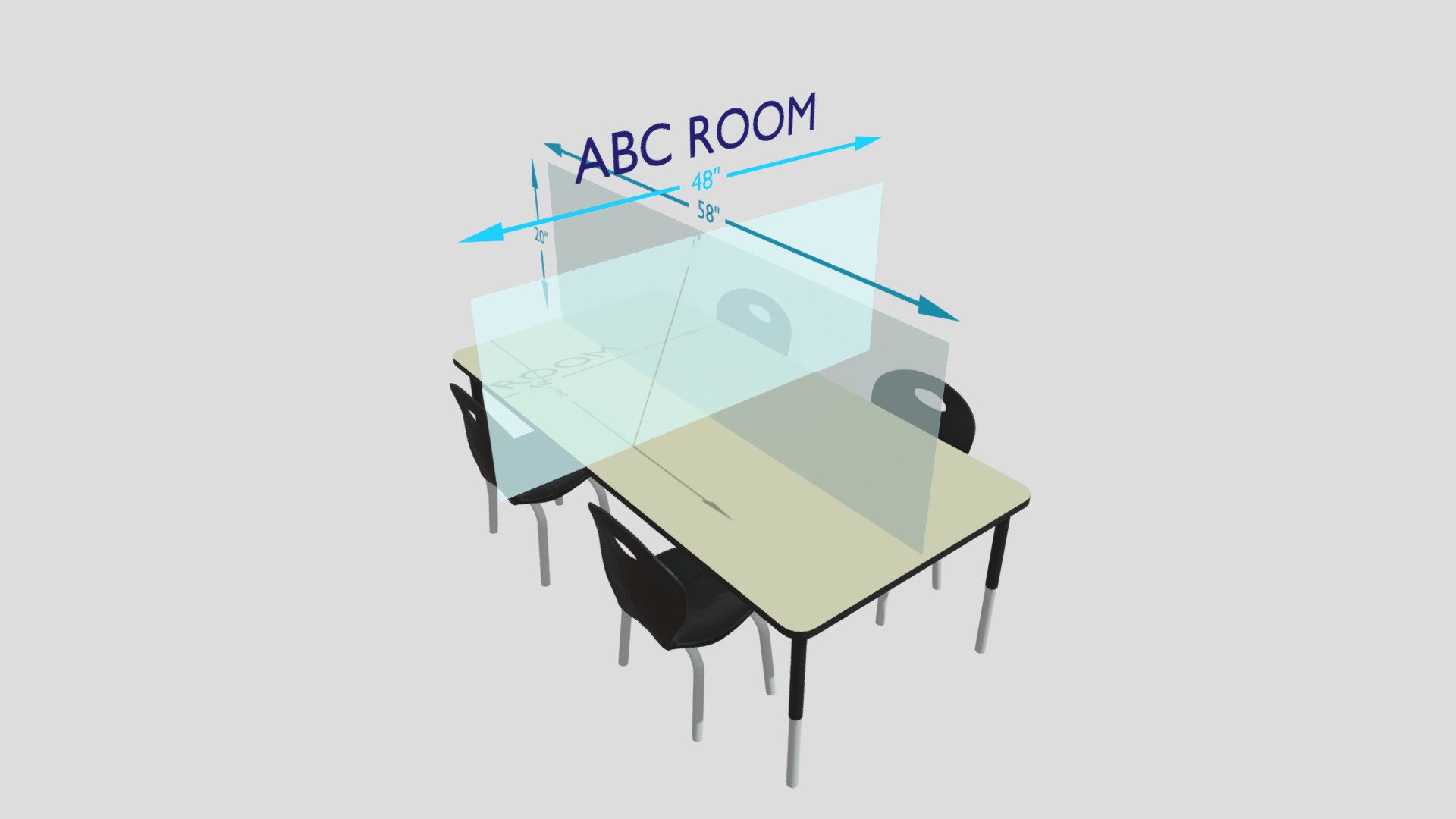 ABC Room Sneeze Guard Dividers v2 3D model by Can West Legacy Inc