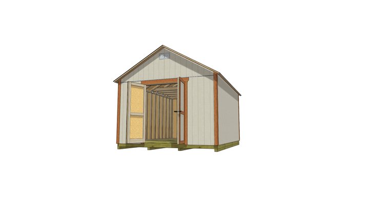 12x16 gable shed plans 3D Model